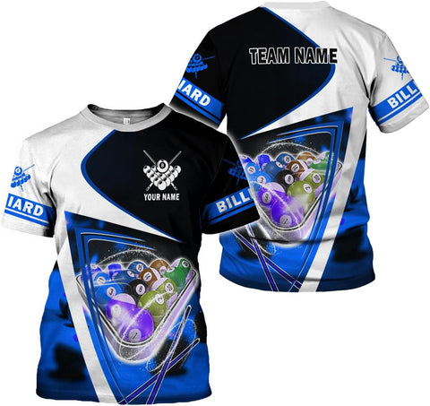 AOVL Personalized Billiard Shirts 3D Billiard Shirt Custom Billiard Flag Shirt Men's Pool Billiards Shirt 8 Ball Men Women