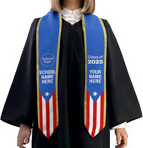 Puerto Rican Graduation Personalized Puerto Rican Graduation Stole, Puerto Rican Graduation Sa ...