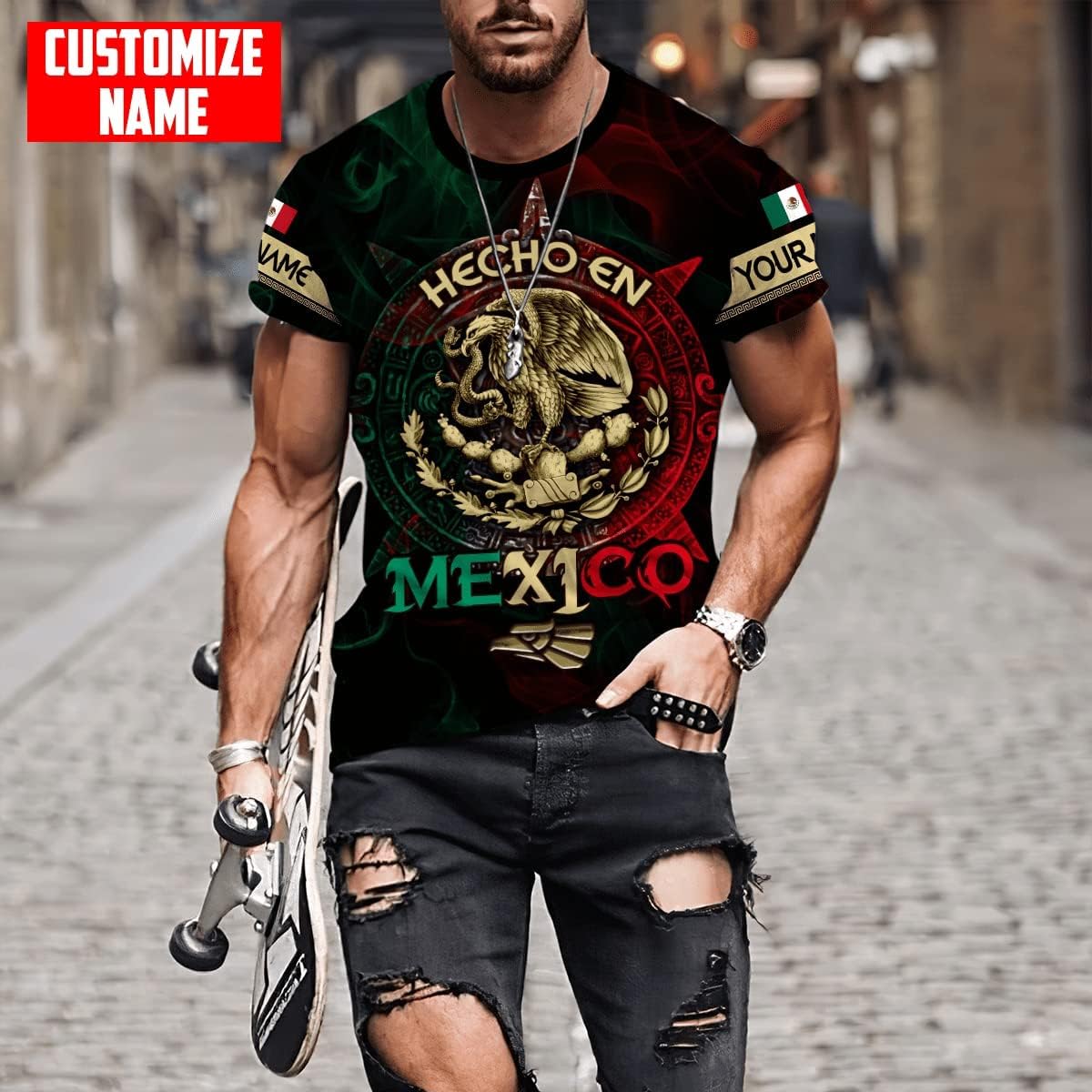 Personalized Name Mexican Hoodie 3D, Customized Mexican Hoodies for Men, Unisex Mexico Hoodie, Mexico Hoodies for Men, Women