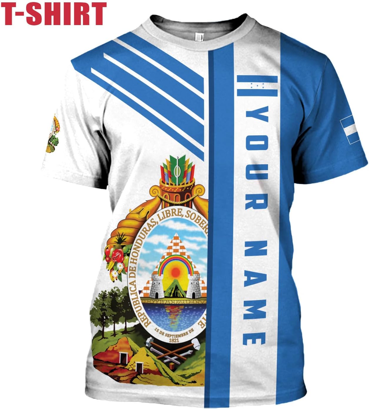 Mostprints Personalized Honduras Shirt 3D Camisa Honduras Hombres Honduras Shirts Men Women, Honduras Tshirt Honduras t Shirt (Multi 11)