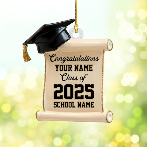 Ligthuy Personalized Graduation Ornament, Graduation Ornaments Class of 2024 2025, College Master Senior Year Christmas Ornament 2024 2025, Pine Hanging Decoration for Xmas (Graduation 10)