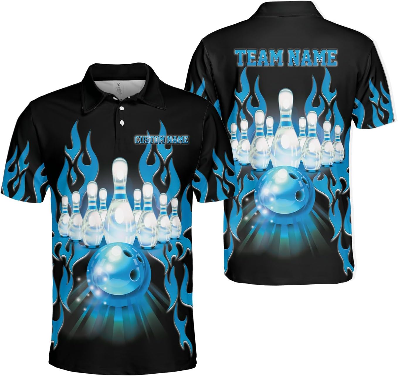 Custom 3D Bowling Polo Shirts for Men and Women Personalized Team Name Gift Unisex Customized Bowling Short Sleeve Polo Shirt