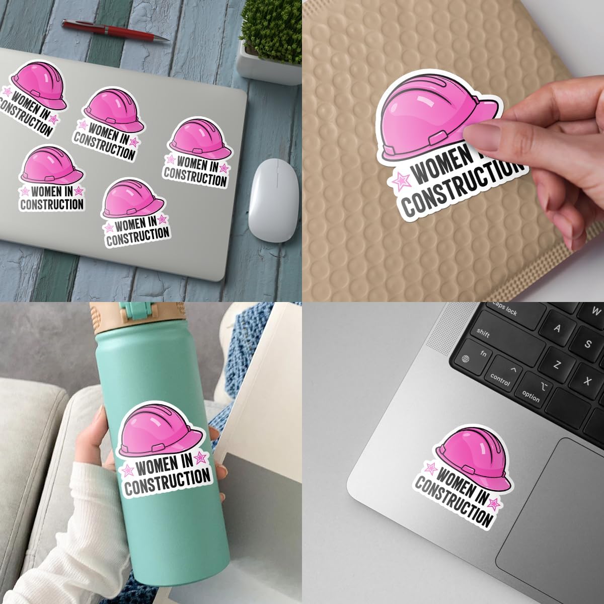 3 Pcs Women in Construction Sticker, Female Construction Worker Sticker for Engineers, Builders, Architects, Feminist Gift, Durable Waterproof Vinyl Sticker for Laptop, Water Bottle, Toolbox