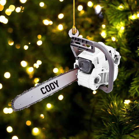Podagree Personalized Name Arborist Ornament for Xmas 2023, Customized Chainsaw Ornament Aborist Christmas Wood, Plastic Ornament Tree Hanging Ornament Pine Decorations for Friends Family (AB1)
