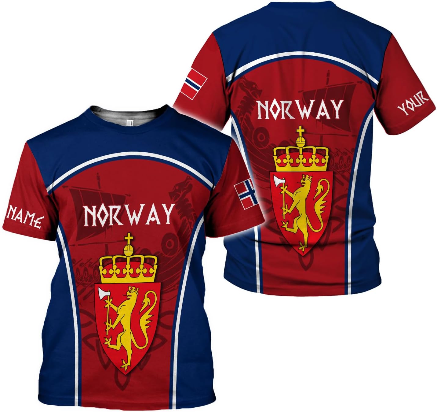 Riveprints Personalized Norway Shirts, Norway Flag Pride T-Shirt, Norwegian Shirt for Men, Norway Short Sleeves T-Shirt S-5XL
