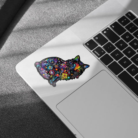(3Pcs) Cat Funky Colors Glow Vinyl Bumper Decal Sticker, Cat Bumper Stickers, Color Cats Decal- Stickers for Laptop Water Bottle Phone Car Window Helmet 3" (DR Cat 1)