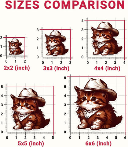 3pcs Cute Cowboy Cat Stickers, Cat Car Sticker, Western Stickers for Water Bottles, Bumper Stickers, Inappropriate Stickers Vinyl Stickers 3 Inches for Laptop Phone Car Window Helmet