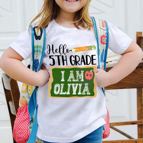 Vybonz Personalized First Day of Kindergarten Shirt, Back to School Shirts for Girl Boy Crush Kindergarten Shirts