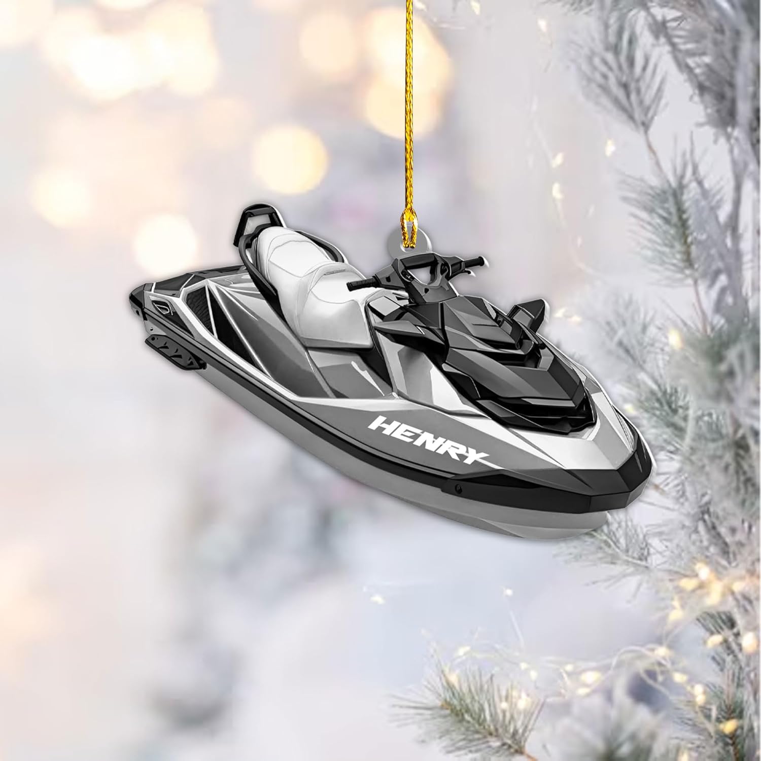 AOVL Custom Jet Ski Ornaments 2024 Jet Boat Ski Christmas Ornament Skiing Jet Boat Christmas Tree Ornament Gift for Watercraft Lovers Speed Boat Ornaments (JK5)