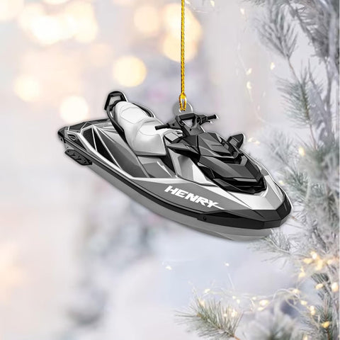 AOVL Custom Jet Ski Ornaments 2024 Jet Boat Ski Christmas Ornament Skiing Jet Boat Christmas Tree Ornament Gift for Watercraft Lovers Speed Boat Ornaments (JK5)