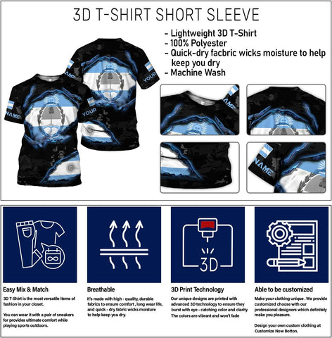 Rivelus Personalized Argentina Shirt 3D, Camisa De Argentina, Argentinian Flag Pride Gift Shirts Argentinian Flag