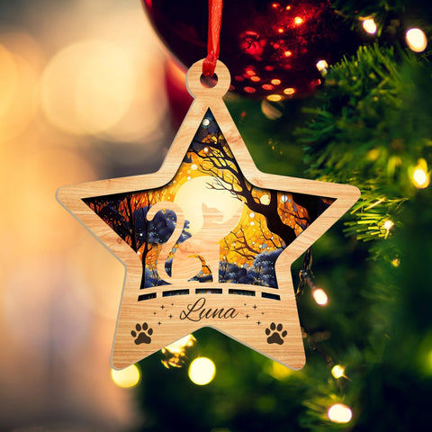 MAPrints Personalized Cat Christmas Ornaments, Cat First Christmas Suncatcher Wood Ornaments, Gifts for Cat Lovers, Cat Memorial Ornament, Forever Loved Cat Keepsake, Cat Loss Gifts (CAT 18)