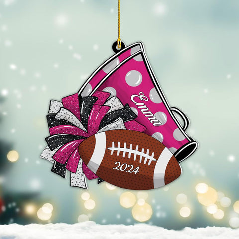 MAPrints Personalized Cheerleader Christmas Ornament 2024, Cheerleading Stuff Ornament, Cheer Captain Ornament, Cheer Girl Dancer Cheerleading with Real Red Pompom Ornament for Xmas Tree (Cheer 5)