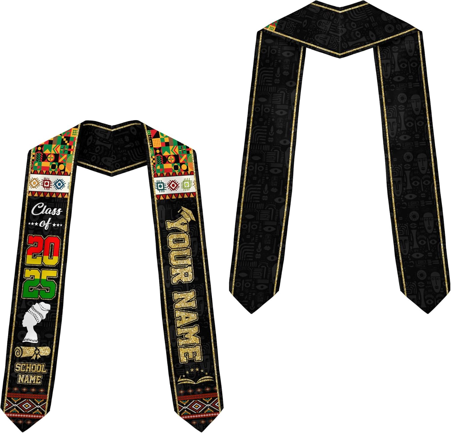 African American Graduation Sash, Graduation Stole Customize, African Graduation Sash, Graduation Stole Class of 2025