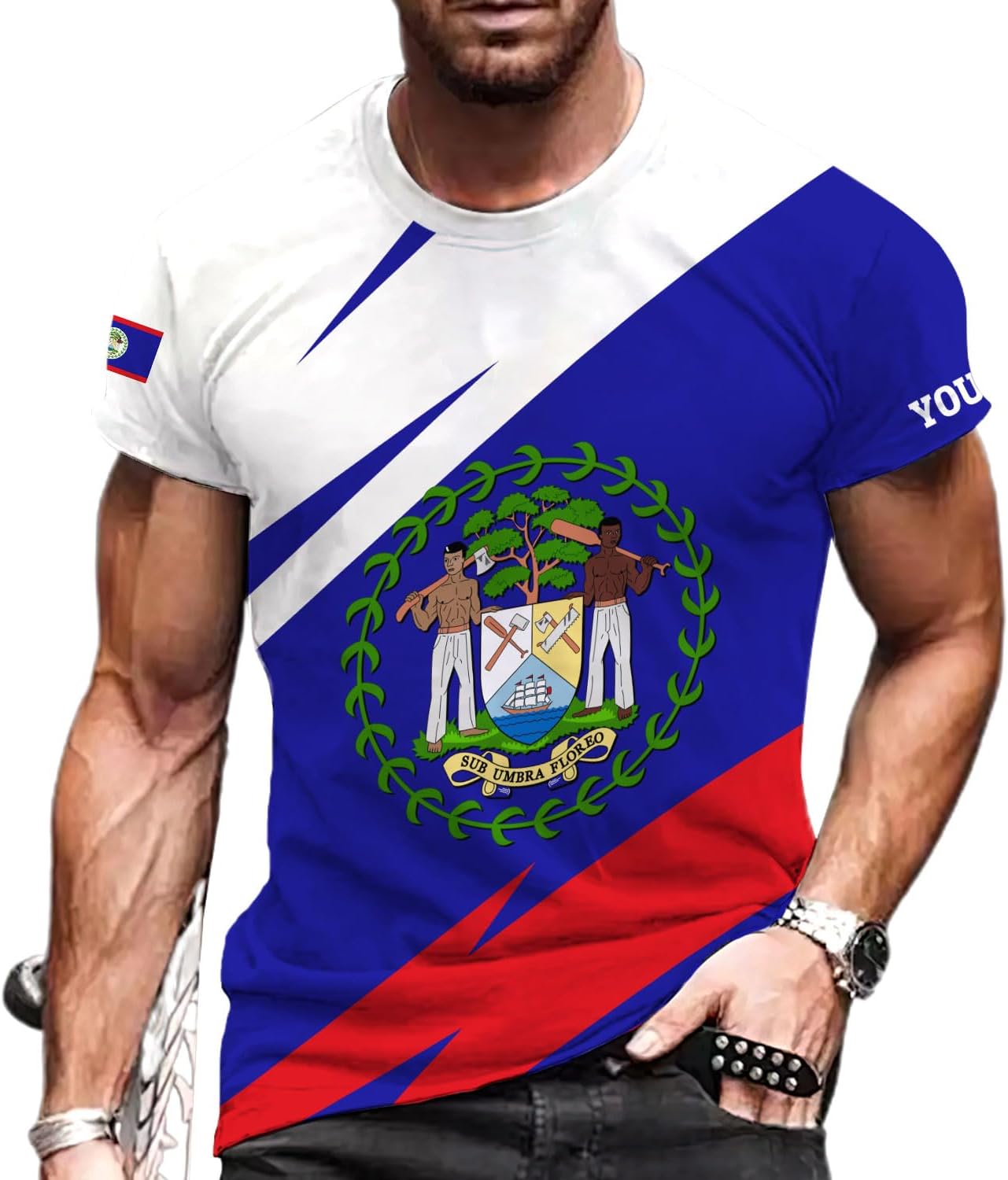 Artparel Personalized Belize Shirt Coat of Arms of Belize Flag Shirts Belizean Country Flag Gift T-Shirt Belizean Shirt S-5XL