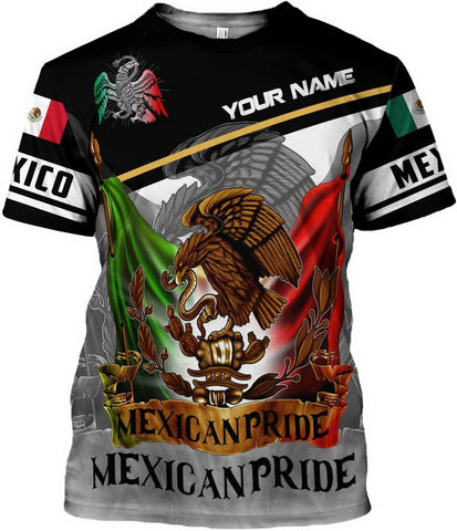 Mostprints Personalized Name Mexican Shirts 3D Customized Mexico Shirt US Flag, Mexican Shirts for women Unisex