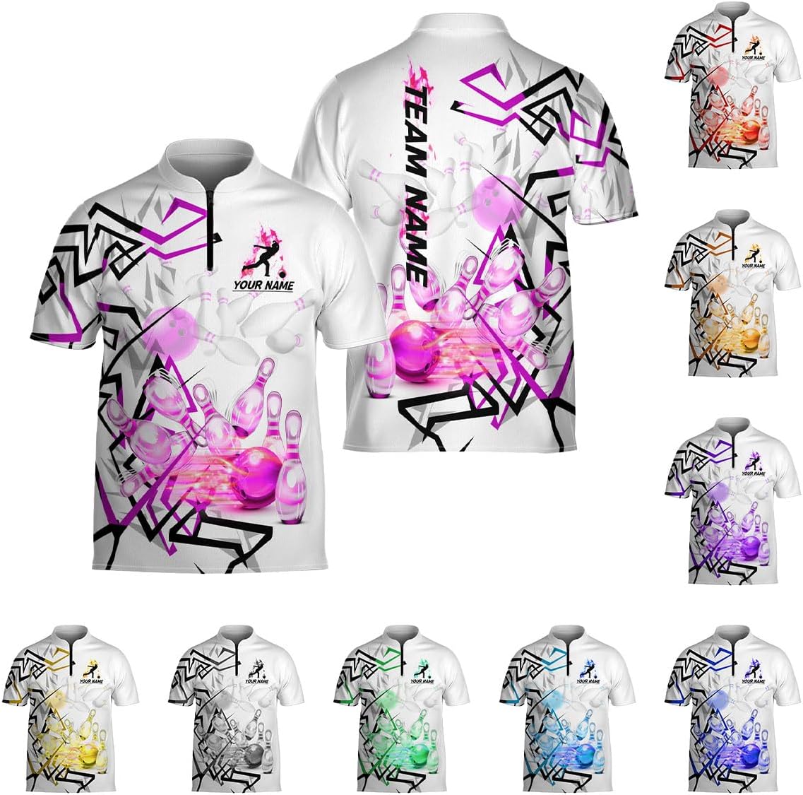 Ligthuy Personalized Bowling Jersey 3D, Bowling Shirts for Team, Bowling Shirt Unisex for Men Women, Bowling Shirts for Men