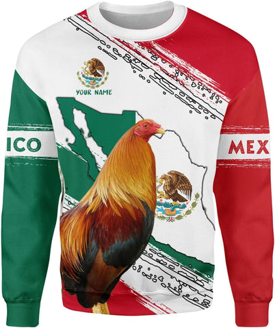 Mostprints Personalized Name Rooster Mexican Hoodie 3D, Mexican Hoodies for Men, Unisex Mexico Hoodie 3D, Mexico Hoodies for Men
