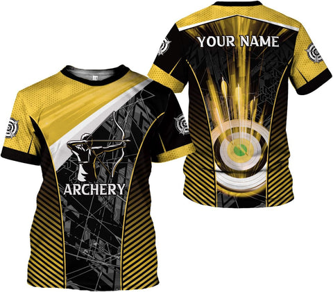 Custom Archery T-Shirt Bow and Arrow Personalized 3D Shirts for Archer Men Women Target Team Archery Apparel Gifts
