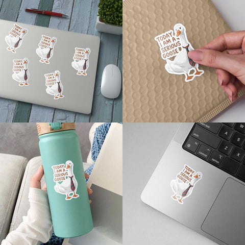 3 Pcs Today I Am A Serious Goose Sticker, Funny Silly Goose, Serious Goose Sticker 3 Inches Waterproof for Laptop Water Bottle Tumbler Phone Case, Helmet Kindles, Gift for Goose Lovers