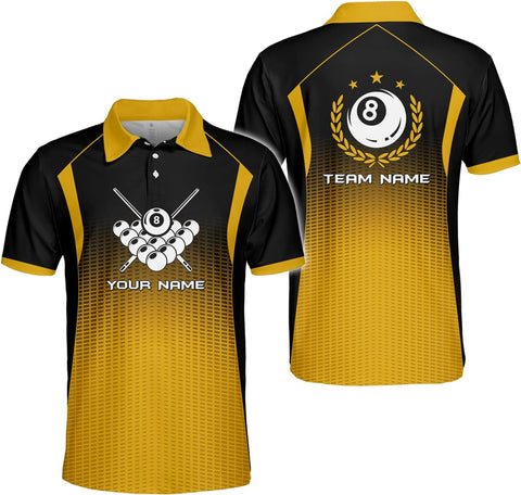 Custom Billiard Polo Shirts for Men Women Personalized Name Team 8 Ball Shirt Billiards Apparel Pool 3D Tshirts Gifts Player