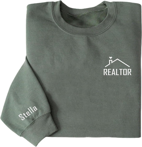 Personalized Embroidered Realtor Sweatshirts T-Shirt, Real Estate Agent Pullover Hoodie, Home Girl Sweater, Gifts For Realtor