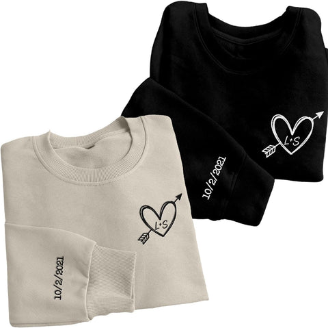 Custom Embroidered Roman Numeral Sweatshirt, Matching Sweatshirts for Couples, Couples Sweatshirt Valentine's Gift (Cotton, SS21)