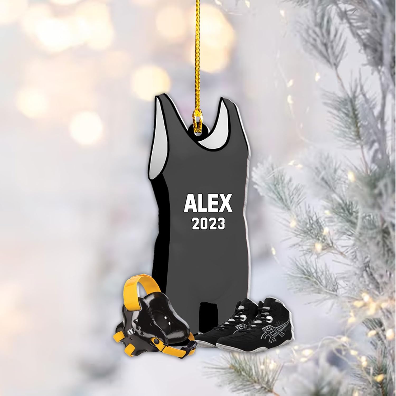 Artparel Personalized Wrestling Ornament Wrestling Helmet Ornaments Wrestling Christmas Ornament Gift for Wrestling Player Wrestling Christmas Tree Ornaments for Boys or Girls (Wrestling 5)