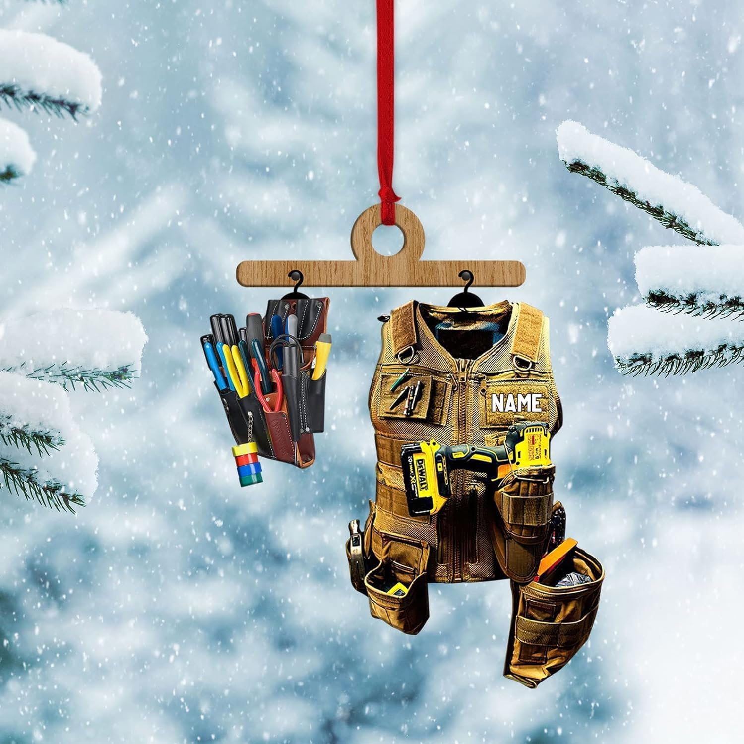 Royal Fight Personalized Electrician Ornament, Electrician Tool Bag Outfit Christmas Ornament, Electrician Christmas Ornament, Gifts for Electrician, Electrician Outfit Christmas Ornament (ELT 11)