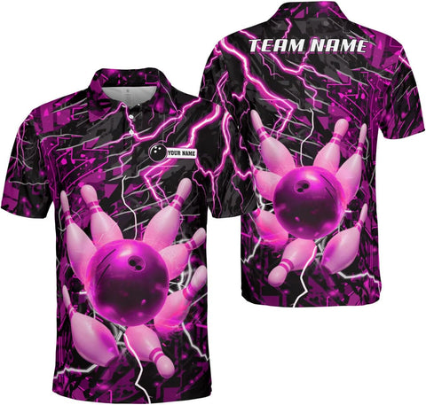 Ligthuy Personalized Name Bowling Polo Shirts 3D for Men and Women, Bowling Shirt, Bowling Shirts for Men Team Bowling Shirt