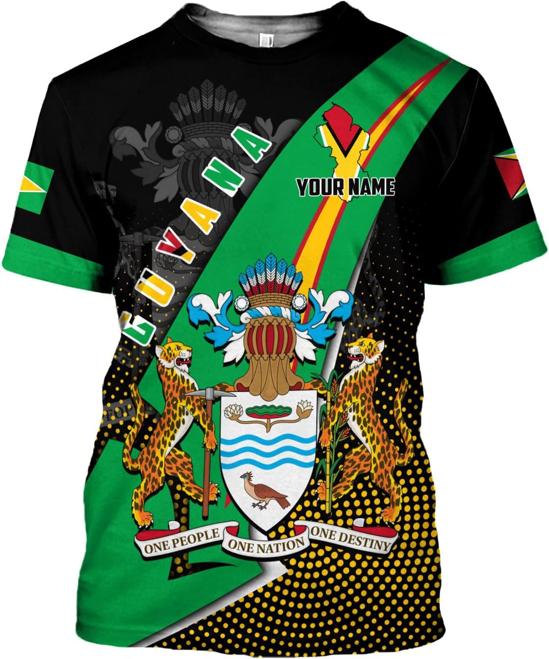 Rivelus Personalized Name 3D Shirt, Guyana Tshirt for Men Women, Guyanese Flag Pride Shirts, Guyana Gift S-5XL