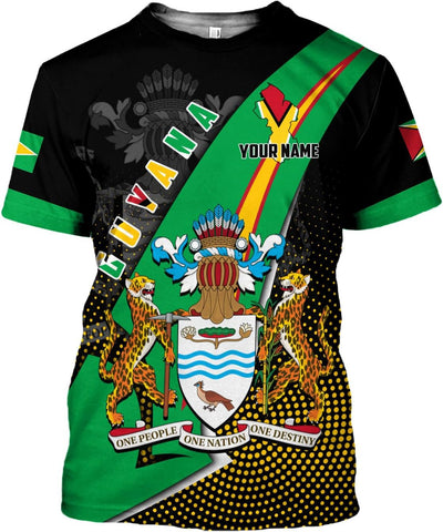 Rivelus Personalized Name 3D Shirt, Guyana Tshirt for Men Women, Guyanese Flag Pride Shirts, Guyana Gift S-5XL