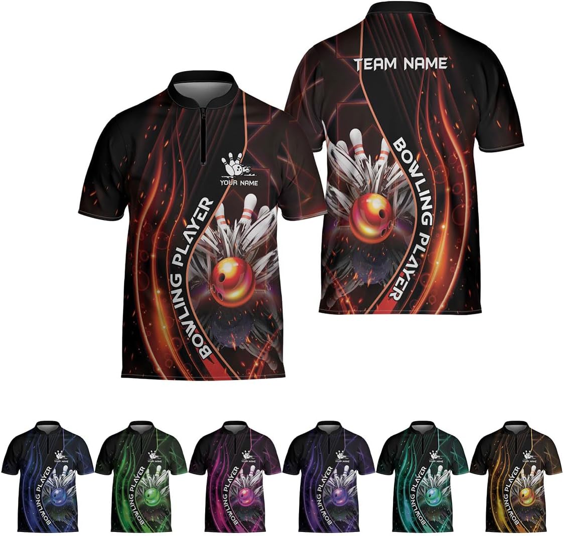 Ligthuy Personalized Bowling Jersey 3D, Bowling Shirts for Team, Bowling Shirt Unisex for Men Women, Bowling Shirts for Men