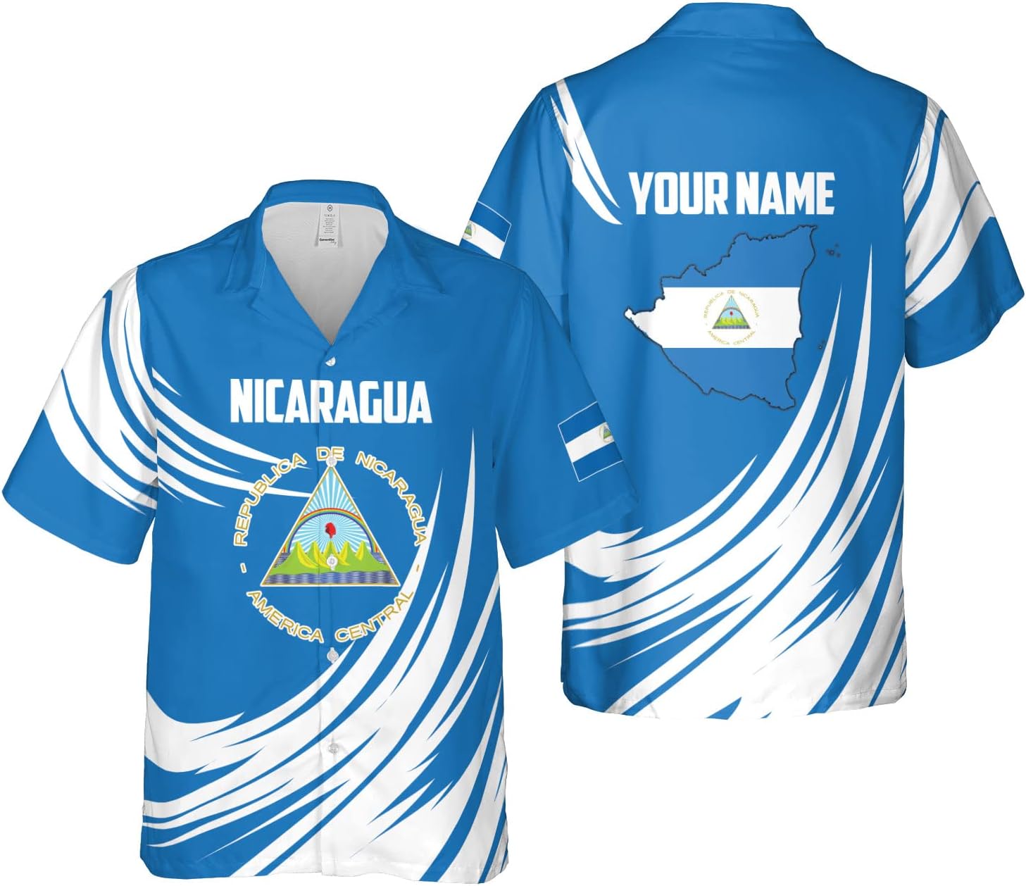 mostprints Personalized Nicaragua Hawaiian Shirt Custom Nicaragua Flag Hawaii Shirt for Men & Women Nicaraguan 3D Hawaiian