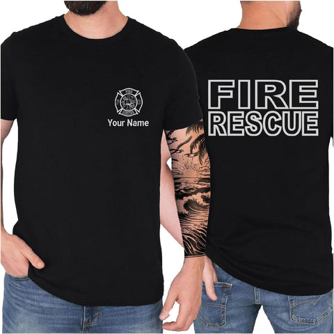 Pesonalized Red Line Fire Fighter T-Shirt, Fire Fighter T Shirt, Fire Department Shirts for Men, Fire Rescue Shirt