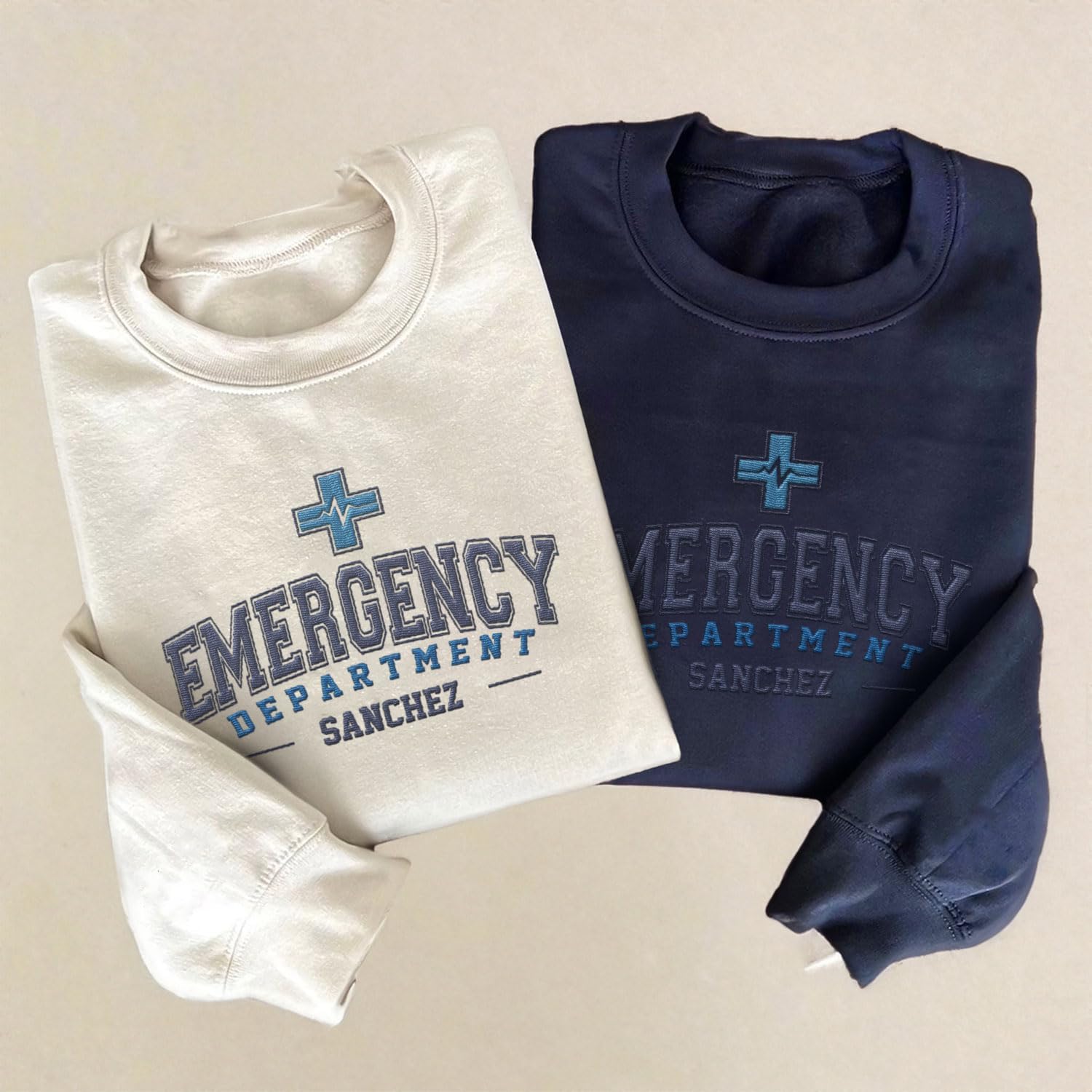 Custom Emergency Department Embroidered Crewneck Sweatshirt, Er Nurse Shirt, Emergency Nurse Hoodie, Er Nurse Gift, Rn Shirt (Cotton, SS402)