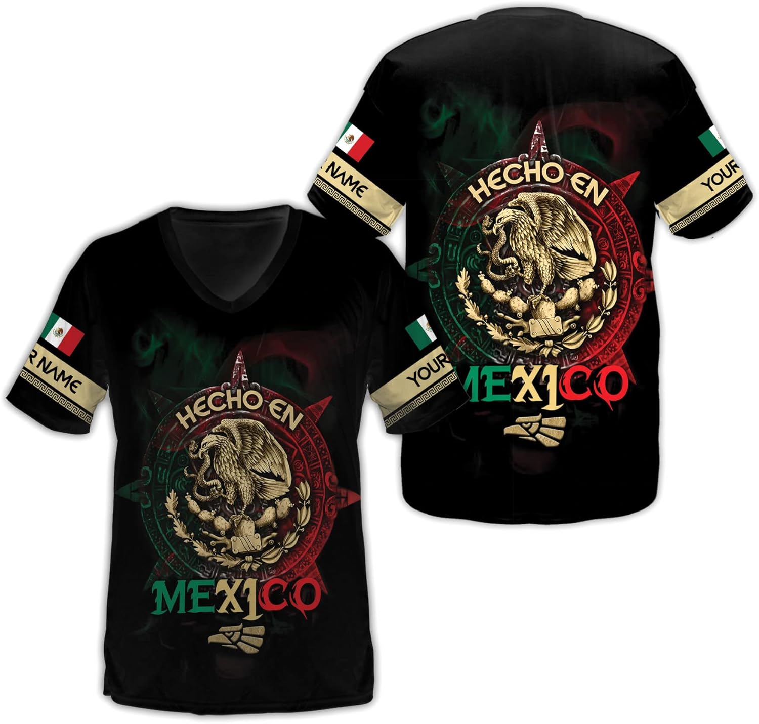 Mostefy Personalized Mexican Shirts for Women Vneck 3D, Customized Mexico Shirts for Women, Mexico Shirt, Mexican Shirt