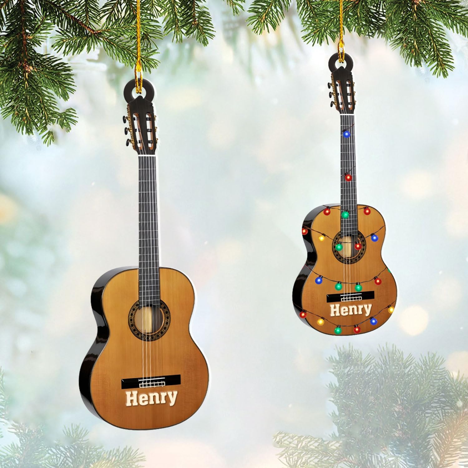 Personalized Guitar Ornament, Electric Guitar Ornament, Guitar Christmas Ornaments 2024, Acoustic Guitar Christmas Ornament, Guitar Christmas Ornaments Guitarist Gift Musical Instruments Xmas (G12)
