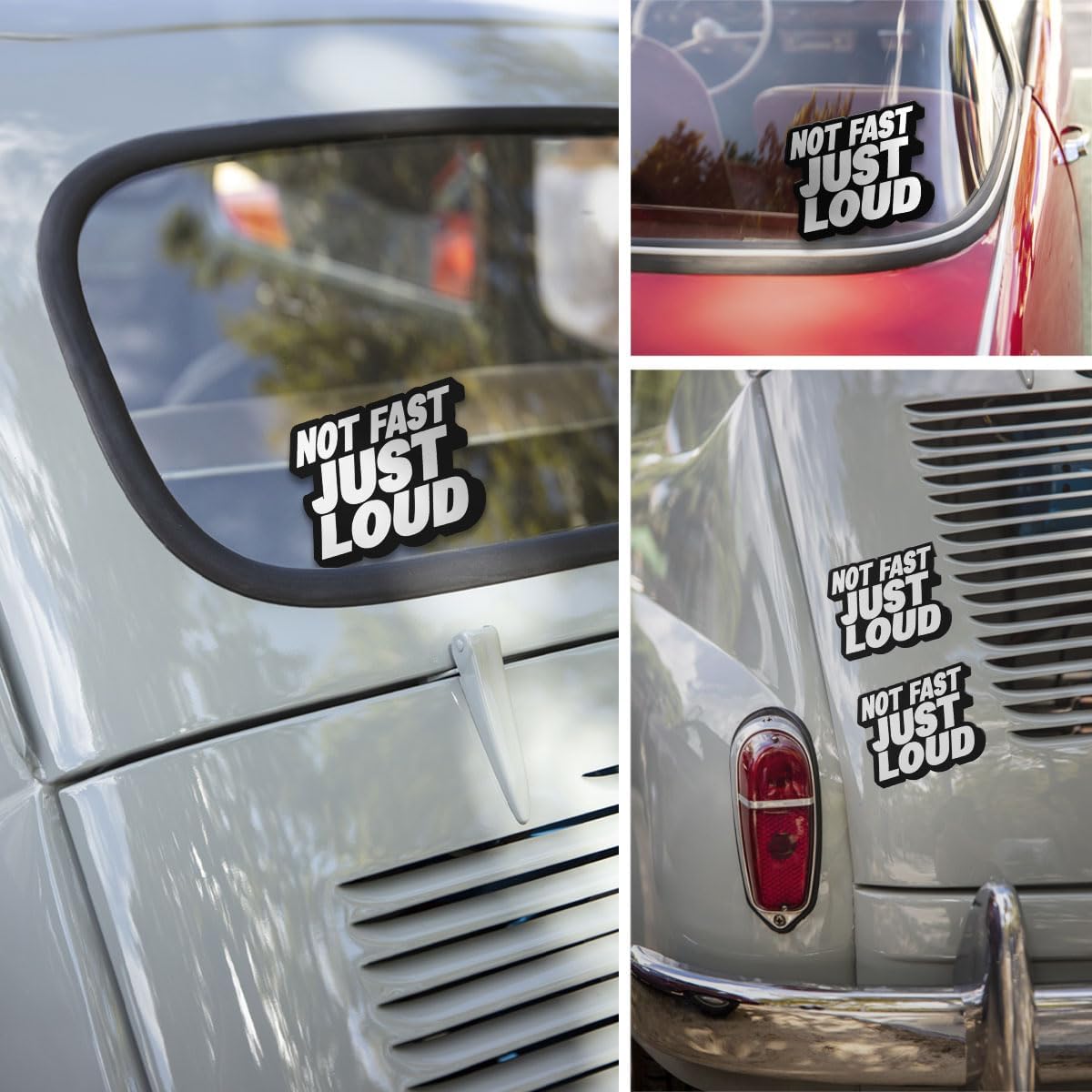 (3Pcs) Not Fast Just Loud Sticker, Not Fast Just Loud Decal Vinyl Sticker Auto, Vinyl Decal Sticker for Vehicle Truck, Sticker Die-Cut Waterproof for Water Bottle, Truck, Car, Helmet Decal 5"