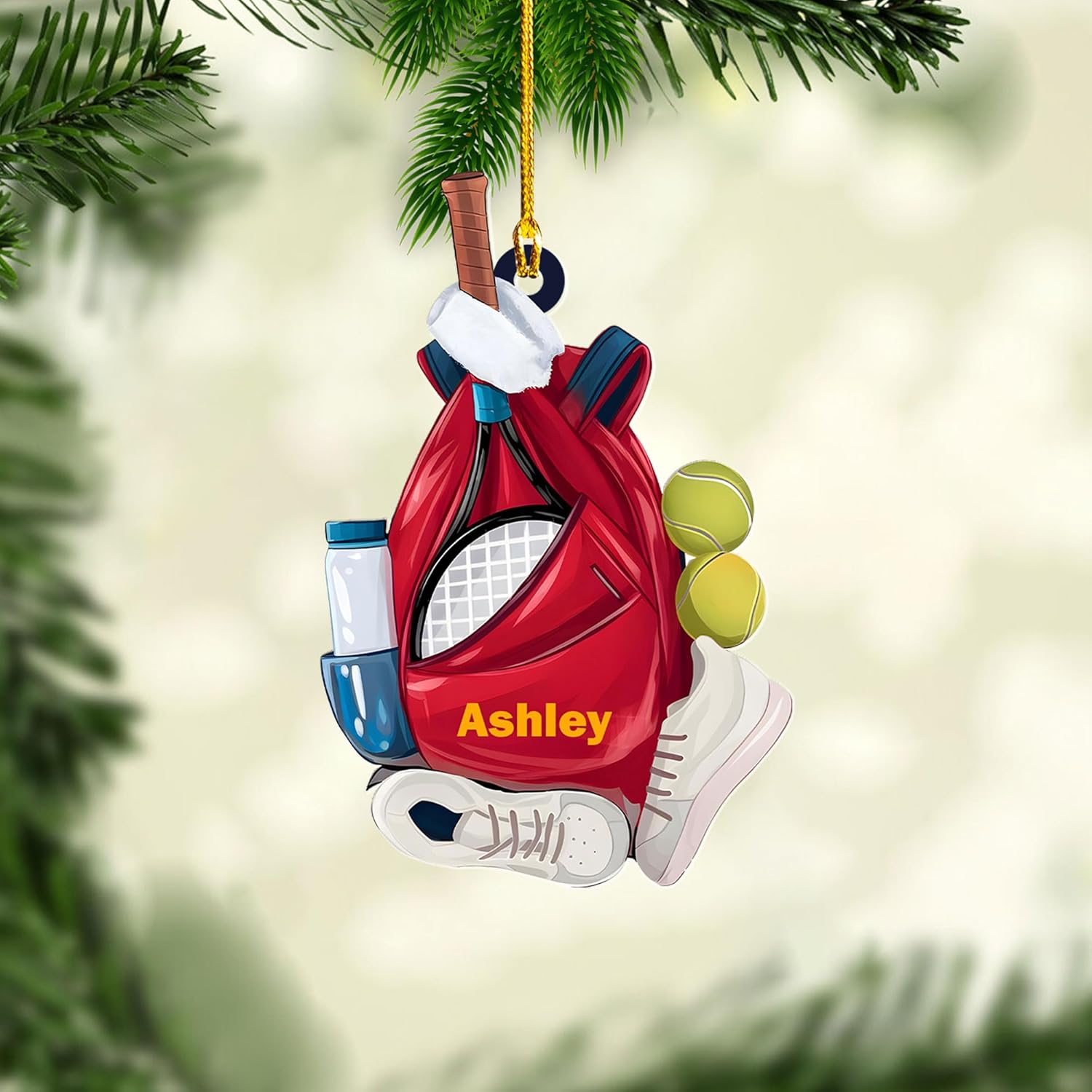 Personalized Tennis Ornament, Customized Tennis Player Christmas Acrylic Flat Ornament, Gifts for Tennis Lovers, Tennis Player, Tennis Christmas Ornament, Christmas Tree Decor (Style 14)