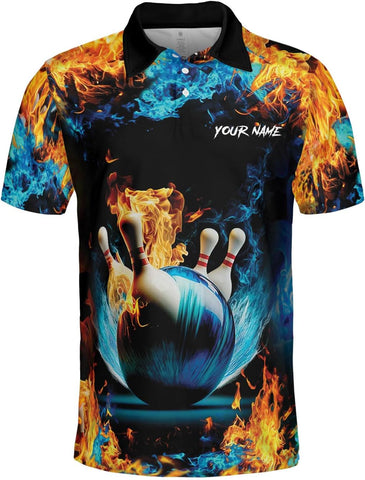 Ligthuy Personalized Name Bowling Polo Shirts 3D for Men and Women, Bowling Shirt, Bowling Shirts for Men Team Bowling Shirt