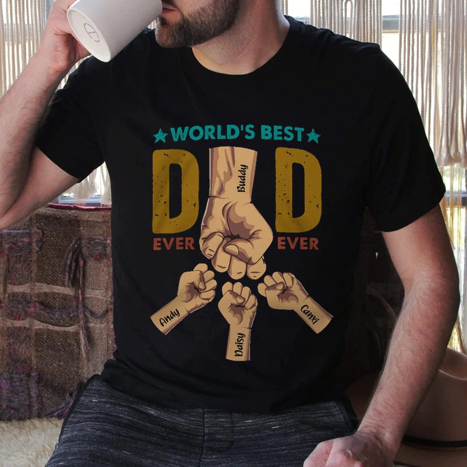 Personalized Dad Shirt, Custom Dad Grandkids Name Shirt, Birthday Christmas Fathers Day Dad Grandpa Gift