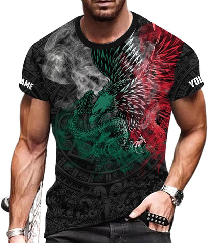 RoyalBro Personalized Mexico Shirt, Camisas de Mexico Customized Mexican Shirts Mexican Flag Mexico 3D Shirt for Men Women