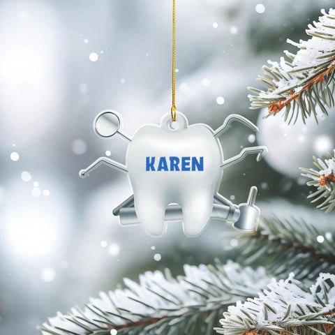 Personalized Dentist Christmas Ornament, Santa's Favorite Dentist Ornament, Doctor or Dental Hygienist Assistant Keepsake Gift, Teeth Ornament (Acrylic, Style 10)