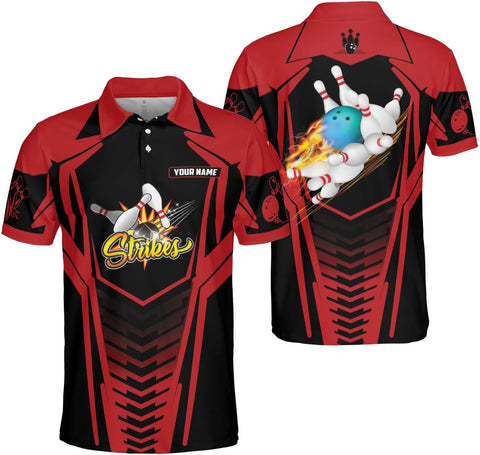 Ligthuy Personalized Name Bowling Polo Shirts 3D for Men and Women, Bowling Shirt, Bowling Shirts for Men Team Bowling Shirt