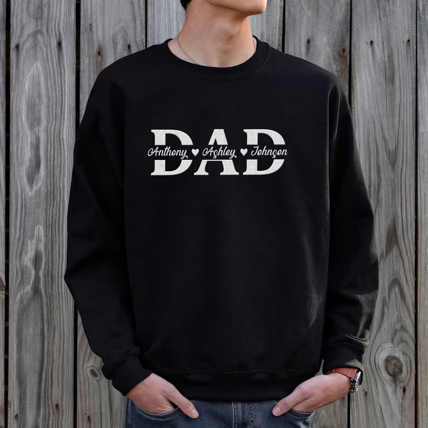 Custom Dad Mom Embroidered Sweatshirt, Family Matching Sweatshirt, Mama Daddy Est Year Gift, Mothers Fathers Day (Cotton, SS147)