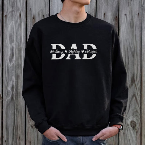 Custom Dad Mom Embroidered Sweatshirt, Family Matching Sweatshirt, Mama Daddy Est Year Gift, Mothers Fathers Day (Cotton, SS147)