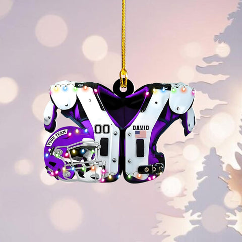 Personalized Football Shoulder Pads Light Ornament Football Ornaments Football Gift Xmas Custom Shaped Helmet Print Flat Two Sided Mica Plastic for Families (FB 7)