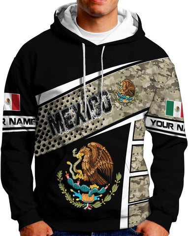 Personalized Name Mexican Hoodie 3D, Customized Mexican Hoodies for Men, Unisex Mexico Hoodie, Mexico Hoodies for Men
