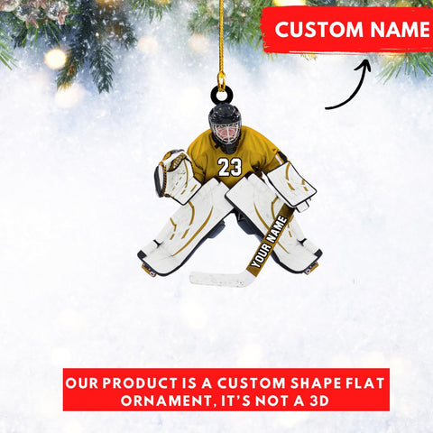 Suseaz Personalized Hockey Ornament, Personalized Helmet and Gloves Hockey Flat Ornament, Hockey Christmas Ornament, Gift for Hockey Lovers, Husband, Him, Her, Ornaments for Christmas Tree (Style 12)